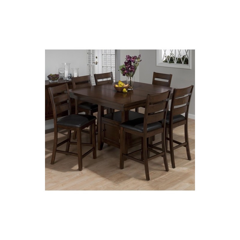 Taylor Brown Cherry 7 Piece Counter Height Dining Set with Storage
